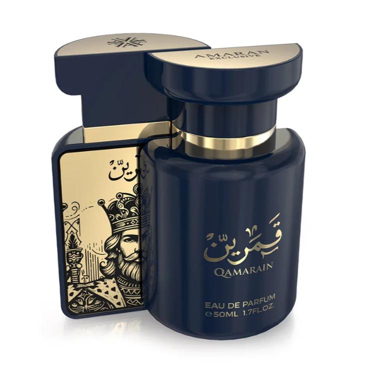 Perfume árabe Qamarain For Him de Amaran para Hombres. Fragancia Atemporal y Magnética con Notas de Piña y Pachulí Ideal para Hombres con Propósito