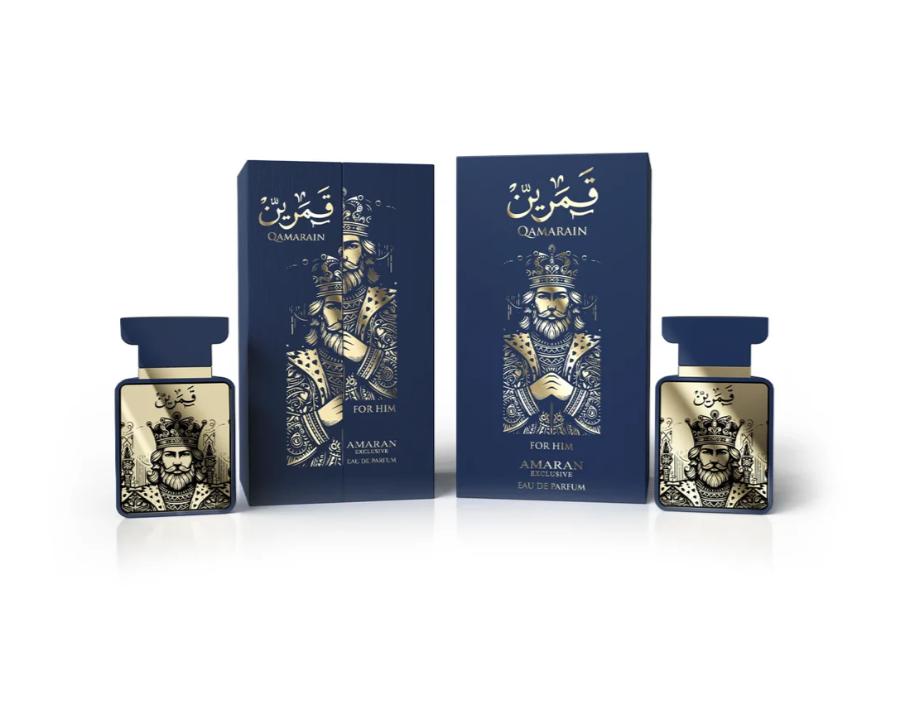 Perfume árabe Qamarain For Him de Amaran para Hombres. Fragancia Atemporal y Magnética con Notas de Piña y Pachulí Ideal para Hombres con Propósito