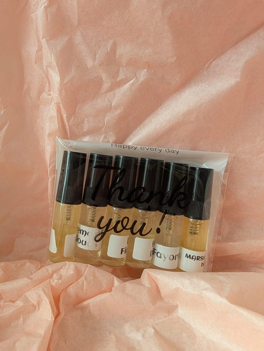 PACK 6 MUESTRAS DE 3ML ENVASE CRISTAL