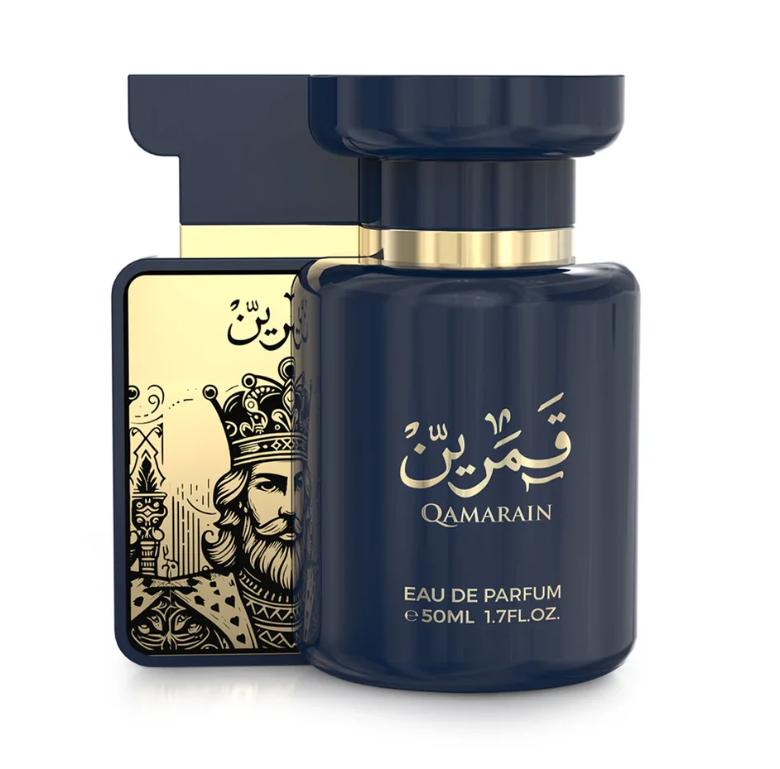 Perfume árabe Qamarain For Him de Amaran para Hombres. Fragancia Atemporal y Magnética con Notas de Piña y Pachulí Ideal para Hombres con Propósito