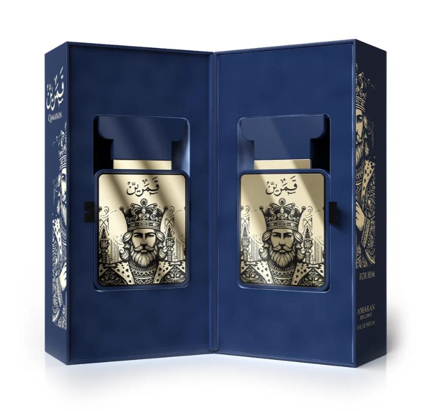 Perfume árabe Qamarain For Him de Amaran para Hombres. Fragancia Atemporal y Magnética con Notas de Piña y Pachulí Ideal para Hombres con Propósito